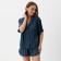 Female pajamas (shirt and shorts) KAFTAN SILK "strip" R.44-46, dark blue