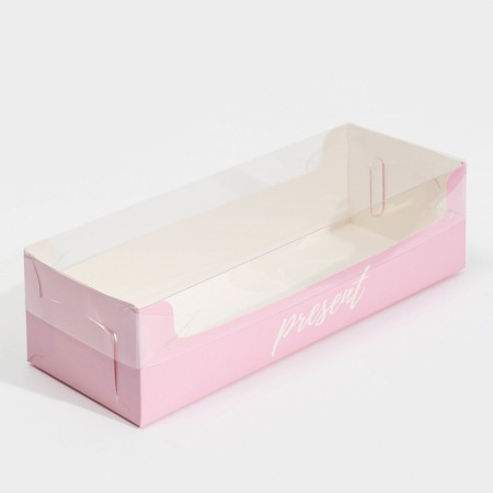 Confectionery packaging, cupcake box with PVC lid, Present, 30 x 8 x 11 cm-1
