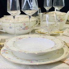 A set of deep plates Lenardi Fleur, bone porcelain, D = 23 cm, 6 pcs