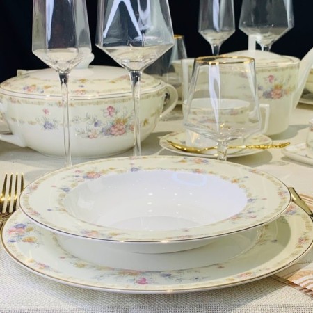 A set of deep plates Lenardi Fleur, bone porcelain, D = 23 cm, 6 pcs