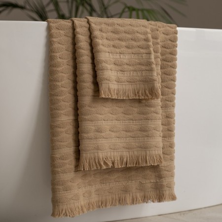 Terry towel Pasionaria "Wave", 450 gr, size 70x140 cm, beige color