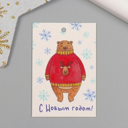 Cardboard "Bear in a sweater" 4x6 cm