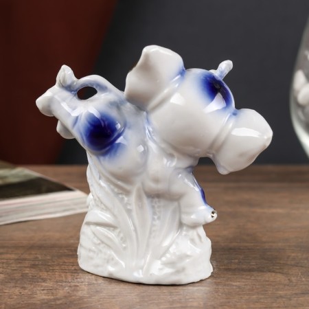 Souvenir Ceramics "Games Slonets" Blue with gold 10x6x10.2 cm-3