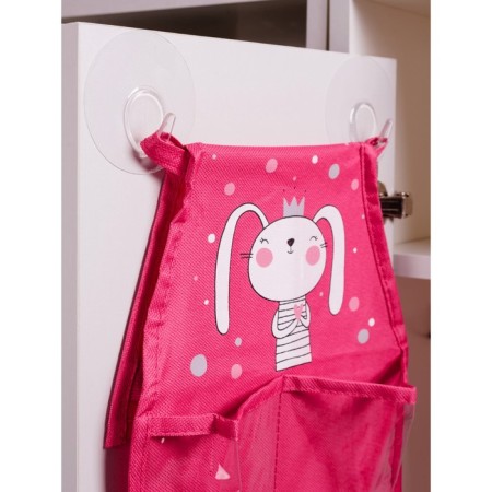 Pockets in the kindergarten "Bunny", for a children's cabinet, 83x24 cm, fuchsia-3