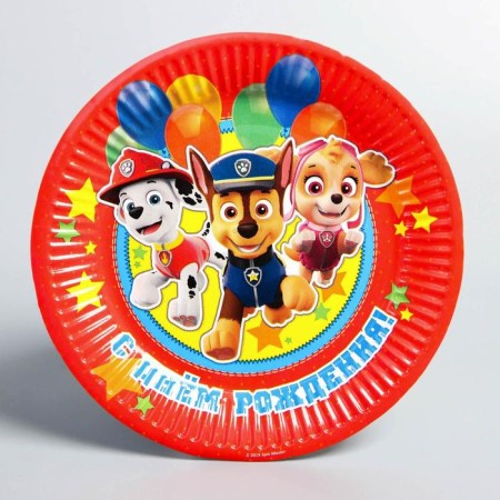 Paper plate "Happy Birthday!", 18 cm, puppy patrol-2