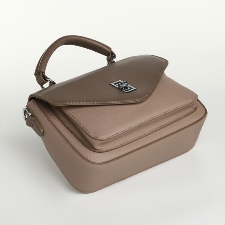 Women's bag on the Textura valve, small size, beige color-4