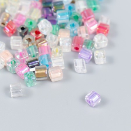 Glass beads 6/0 "cube. Translucent. Multi -colored" 10 g-1