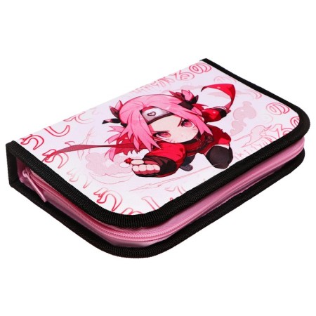Penal 1 section, 130 x 210 x 40 mm, 2 folding strips, fabric, calligrata top, Content "Anime Sakura"-2