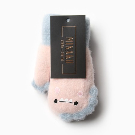 Baby mittens for claim. Mainku minaku dinosaur 13 cm pink-3