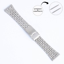 Watch strap, 24 mm, metal, L-18 cm, chrome