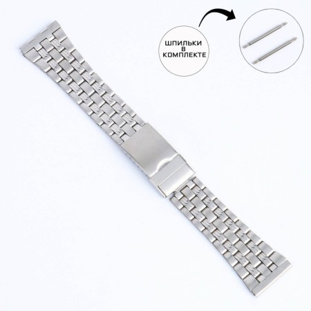 Watch strap, 24 mm, metal, L-18 cm, chrome