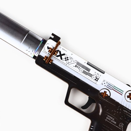 Wooden weapons, children's souvenir "white stream", pistol, 32 x 14 cm-2