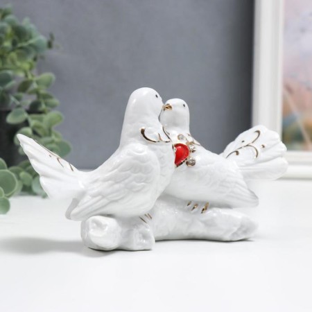 Сувенир керамика "Воркование голубей" стразы 9 см-1