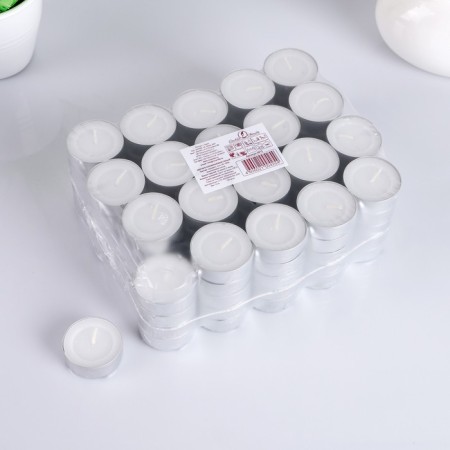 A set of tea candles, 3.8x1.6 cm, 3.5 hours, 12 g, 100 pieces, white