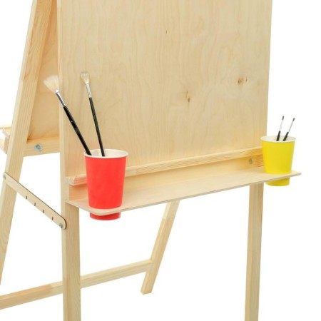 Molbert Type "Clap", bilateral, 120 x 60 x 65 cm, tablet 60 x 60 cm, shelf with two cup holders, unpainted wood, calligrata-2