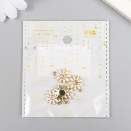 Decor for creativity metal, enamel, rhinestones "Chamomile" 2.2x1.8 cm-4