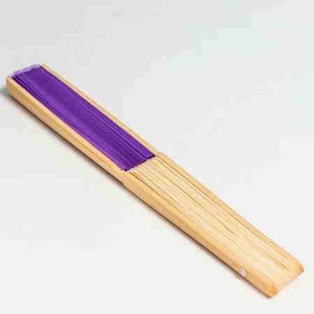 Fan bamboo, textiles h = 21 cm "monocet" in a box, purple-7