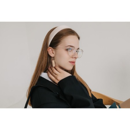 Earrings "School" ruler, black-beige color in silver-2