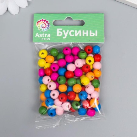 Набор деревянных бусин "Астра" яркий микс, 8 мм, 18 гр-2