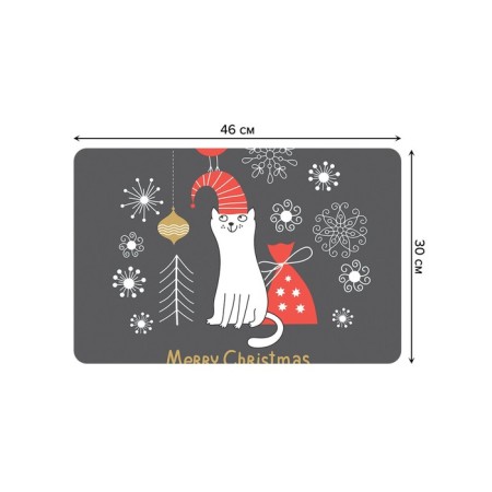 A set of napkins for setting the New Year's Cat table, rectangular, rounded edges, size 30x46 cm, 4 pcs-2