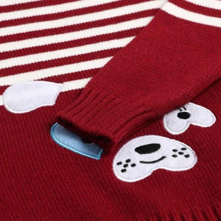 Knitted children's kit (jumper, trousers), burgundy color, height 74-2