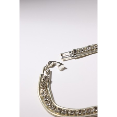 Bracelet with rhinestones "shine" thread with a strip, white color in silver, 18 cm-2