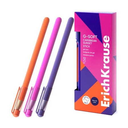 Gel pen Erichkrause G-Soft Stick Caribbean Sunset Node 0.38 mm, blue ink, continuous line length 500 m-2