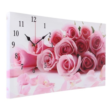 Carting clock is wall-mounted, on canvas, interior "delicate roses", silent, 40 x 76 cm-1