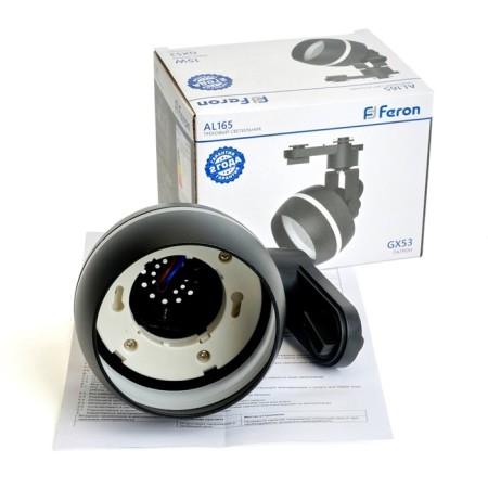 Single -phase track lamp Feron AL165, IP20, GX53, 15 W, 92x92x125 mm, Black color-3