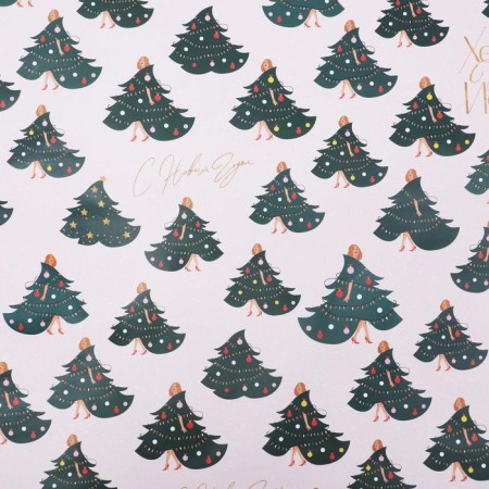 Glossy packaging paper "New Year's girls", 70 x 100 cm, New Year-1