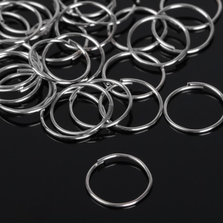 Connective ring 0.7 × 12mm (set 50 g, ± 360 pcs) cm-995, silver color