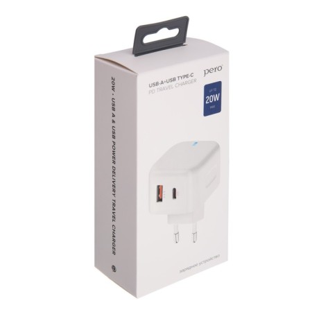 Network charger PERO TC10, USB, USB-C, 3.1 A, fast charging, white-4
