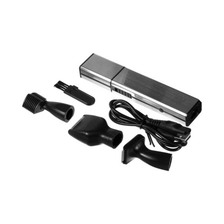 Luazon Ltri-17 hair trimmer, for mustaches/nose/beards, 4 nozzles, batteries, silver-2