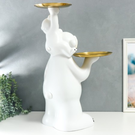 Souvenir Polystone stand "White bear with a teddy bear on the shoulders" 76x32x32 cm-4