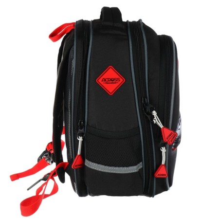 School backpack 37 x 28 x 13cm, ergonomic back, Across 557, black/red-3