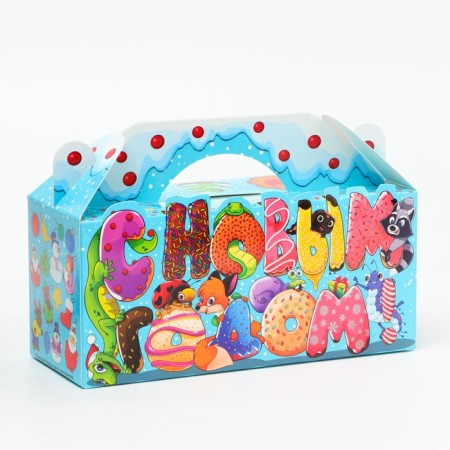New Year. Gift box, Happy New Year "Sweet Donut" with the game and animation 25*9.5*11 cm.-1