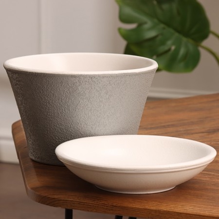 Flower pot "Trento" Gray relief 1.4 liters-1