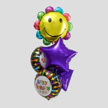Bouquet of balls “Happy Birthday”, chamomile, foil, set of 5 pcs.