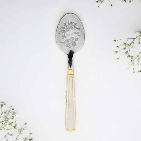 A teaspoon spoon with an engraving "Natalia", in a gift box, 3 x 15 cm.-3