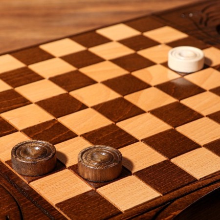 Handmade backgammon "owl", deep cutting, with a handle, 60x30 cm, with a chess field, a walnut array, Armenia-6