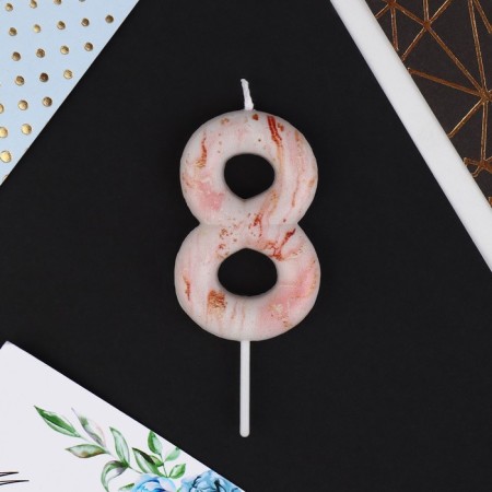 Candle for the cake, number "8", marble, 5.5 x 8 cm.-2