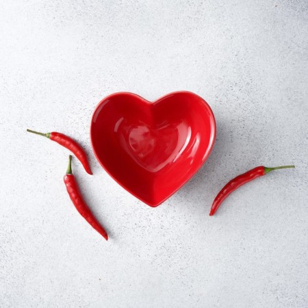 Ceramic Daramic Saladnik "Heart", 130 ml, 12.5 × 11.5 cm, red color-4