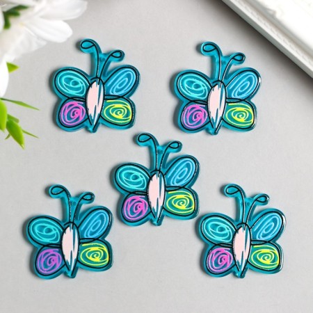 Decor for the work of acrylic "Children's drawing. Blue butterfly" 3.4x3.2 cm-1