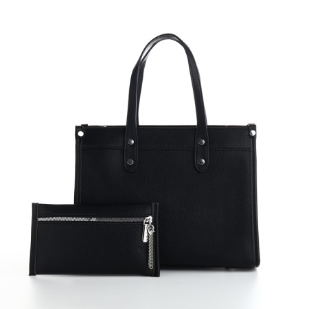 Women's bag with lightning, textura, average size, black color