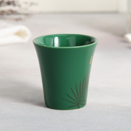 Tea couple ceramic love me, mug 100 ml, saucer 15x14 cm, white-green color-3
