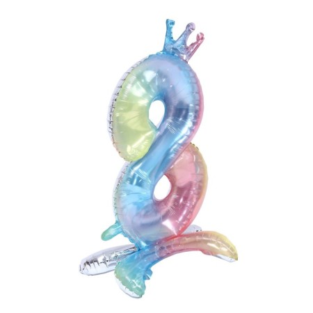 Foil ball 32 “The number 8 with the crown”, gradient, on the stand-1