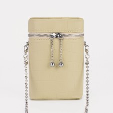 Cross-Bodi bag, lightning department, long belt, dark beige color