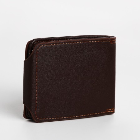 Male purse on a magnet, department for bills, for maps, brown color-1