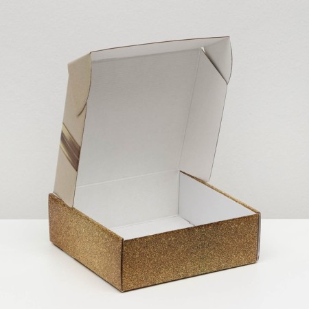 Self -assembly box "Bant", gold, 23 x 23 x 8 cm-2