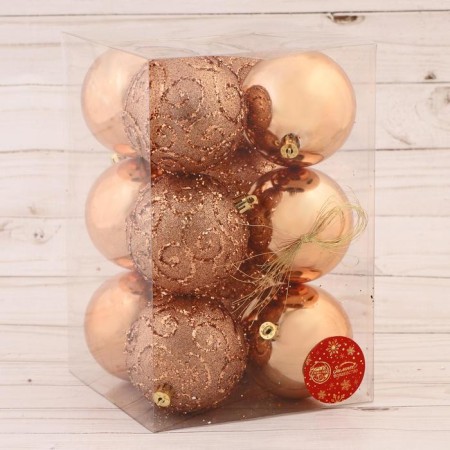 Set of balls plastic D-8 cm, 12 pcs "Delia" gold-1
